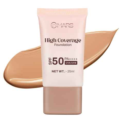 MARS SPF50 PA++++ High Coverage Foundation (25ml) (08-DEEP TAN) | Blemish Free & Easy to Blend Foundation for Makeup