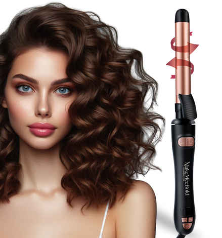 Buy MakeMeeBold by Urban Yog Rotating Hair Curling Iron,14 Temperature Settings (100°C - 230°C),25 Mm Ceramic Barrel,Two-Way Rotation,Auto Shut-Off,Dual Voltage,360° Swivel Cord,Travel-Friendly,Rose Gold, 1 Pc - Purplle