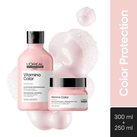 Buy L'Oreal Professionnel Vitamino Color Shampoo + Combo of Serie Expert Vitamino Mask | With Antioxidant Properties (300 ml + 250 gm) Combo of 2, Haircare kit - Purplle