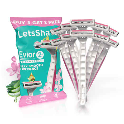 Buy LetsShave Evior 2 disposable razor- 10 N Evior 2 Razor Pack of 10 - Purplle