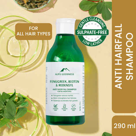 Alps Goodness Fenugreek Biotin & Redensyl Anti Hairfall Shampoo (290 ml) | Methi Hairloss Control Shampoo For All Hair Types | Sulphate, Silicone & Paraben Free | Gentle & Mild Cleansing Shampoo| Vegan