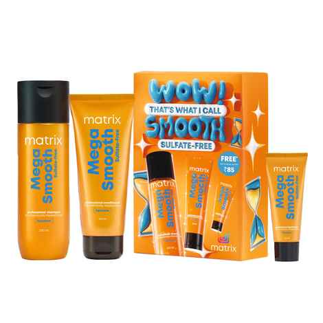 Buy Matrix Mega Smooth Sulfate-Free combo | Strengthen Inner Bonds | Smoothen Hair | with Squalane & Bonding Blend, Sulfate-Free Shampoo + Conditioner + FREE mini Liquid Mask (320 gm) - Purplle