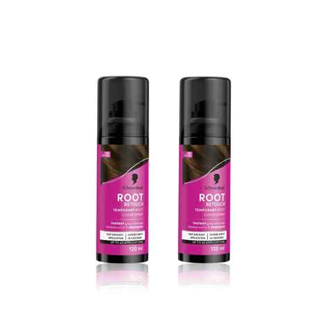 Schwarzkopf Root Retouch Instant Grey Hair Concealer Spray Pack of 2- Sweat & Rain Resistant-Dark Brown (120 ml)