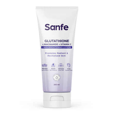 Buy Sanfe Glutathione + Niacinamide + Vitamin C Skin Brightening Lotion | Hydrating, Minimizes pigmentation, Removes Dead Skin | Skin whitening lotion for women and men | Tan Removal Hyperpigmentation & Glow 200 ml - Purplle