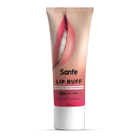 Buy Sanfe Lip Buff Dead & dark skin remover Gel | Gently Removes Dead Skin | Hydrating, Non-Sticky Lip Scrub Gel | Soft, Pink & Smooth Lips | For Men & Women | With Hyaluronic Acid & Vitamin E, 100 gm - Purplle