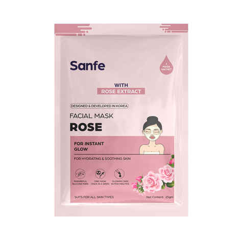 Buy Sanfe Instant Glow Rose Facial Mask | For hydrating &soothing skin | 100% fruit extracts, Korean Mask | 1 pc - Purplle