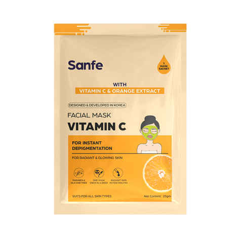 Buy Sanfe Instant Depigmentation Vitamin C Facial Mask | For radiant & glowing skin | 100% fruit extracts, Korean Mask | 1 pc - Purplle