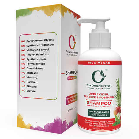 Buy The Organic Forest 100% Plant Based Apple Cider Vinegar Shampoo with Tea Tree and Rosemary Oil for Hair Growth - Sulfate Free, Vegan & Organic Shampoo for Oily Scalp, Itching, Dandruff & Thinning Hair | DHT Blocker 2| 210 ml - Purplle