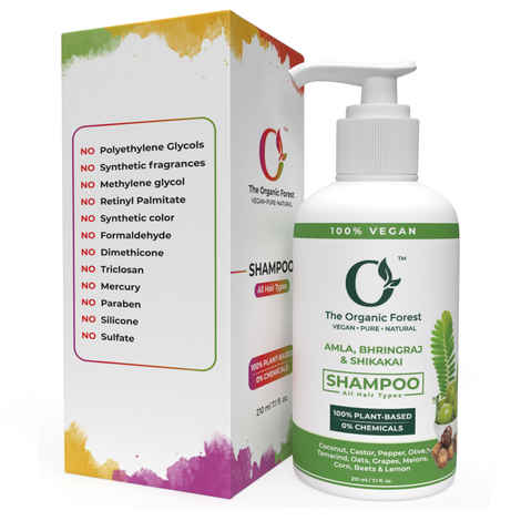 Buy The Organic Forest 100% Plant Based Amla, Bhringraj & Shikakai Shampoo for Dry, Damaged Scalp & Thinning Hair – Sulfate and Paraben Free – Vegan & Natural Shampoo for Itchy Scalp | Perfect for Daily Use 210 ml - Purplle