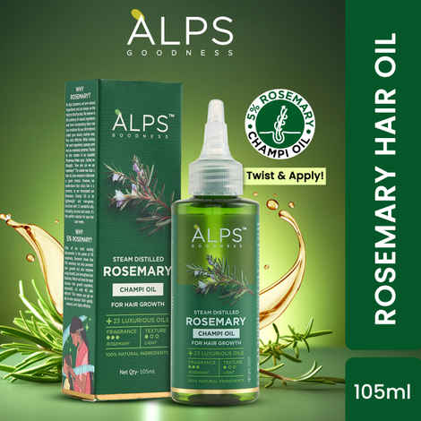Buy Alps Goodness Rosemary Hair Oil (105 ml) | Promotes Hair Growth | Non Sticky Hair Oil | 100% Natural | With 5% Pure & Concentrated Rosemary | For Long, Black & Silky Hair | Best Rosemary Oil for Scalp | Relaxing Oil - Purplle