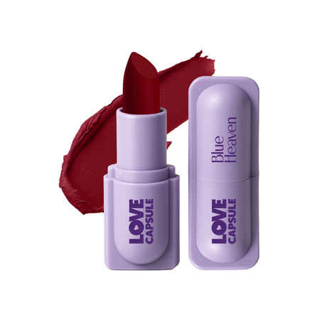 Blue Heaven Love Capsule Powder Matte Lipstick Infused With Vitamin E & Castor Oil for Intense Hydration| High Color Payoff| Matte Finish| Long Lasting Lipstick for women |Highly Red , 4 gm