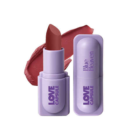 Blue Heaven Love Capsule Powder Matte Lipstick Infused With Vitamin E & Castor Oil for Intense Hydration| High Color Payoff| Matte Finish| Long Lasting Lipstick for women |Old Rose , 4 gm