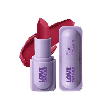 Blue Heaven Love Capsule Powder Matte Lipstick Infused With Vitamin E & Castor Oil for Intense Hydration| High Color Payoff| Matte Finish| Long Lasting Lipstick for women |Mellow Pink, 4 gm