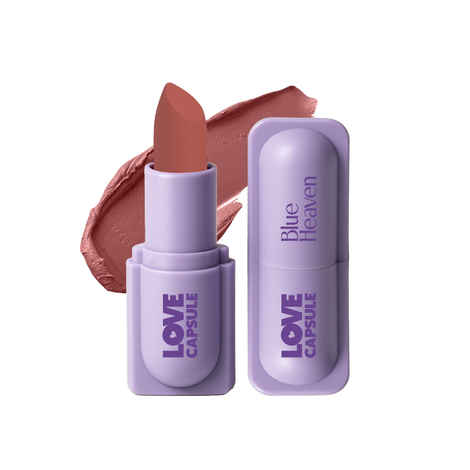 Blue Heaven Love Capsule Powder Matte Lipstick Infused With Vitamin E & Castor Oil for Intense Hydration| High Color Payoff| Matte Finish| Long Lasting Lipstick for women |Warm Brownie, 4 gm