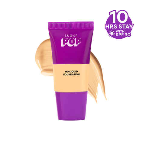 Buy SUGAR POP HD Liquid Foundation Tube with SPF 30 | Lasts upto 10hrs | Full Coverage | Water-Resistant | Matte Finish | 18 ml - 03 Cashew - Purplle