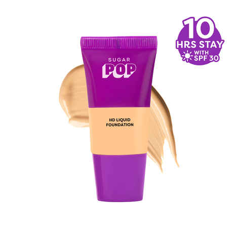 Buy SUGAR POP HD Liquid Foundation Tube with SPF 30 | Lasts upto 10hrs | Full Coverage | Water-Resistant | Matte Finish | 18 ml - 05 Almond - Purplle