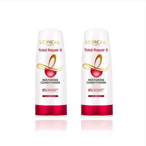 Buy L'Oreal Paris Total Repair 5 Conditioner (Pack of 2) Restores Damaged Hair Powered by Keratin XS Technology 180 ml - Purplle