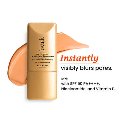 Buy Foxtale Perfect Match Tinted Fluid Sunscreen (Clay) 50 ml - Purplle