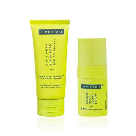 Buy Hyphen Glow & Shield Duo (All I Need Sunscreen 50 ml + Golden Hour Glow Face Serum 30 ml) combo of 2 - Purplle