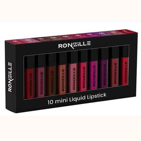 Buy Ronzille Liquid Mini Lipstick Set - Transfer-Proof, Smudge-Proof, Long Lasting Matte Lipstick Combo Set of 10 (Multicolor, 15 ml) - Purplle