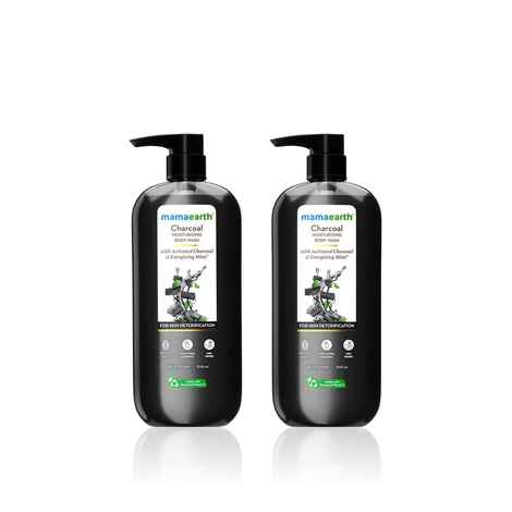 Buy Mamaearth Charcoal Moisturizing Body Wash with Activated Charcoal & Mint Scent for Skin Detox & Freshness (500 ml) Pack of 2 - Purplle