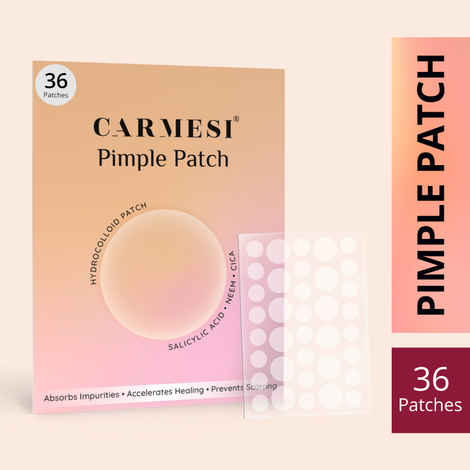 Buy Carmesi Pimple Patch | 36 Hydrocolloid Pimple Patches | Salicylic Acid, Neem, Cica | Visibly Shrinks Pimples | Safe for All Skin Types Pack of 36 - Purplle