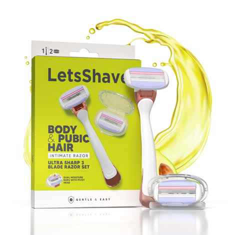 Buy LetsShave Body & Pubic Hair Razor– 3-Blade Intimate Razor with Pivot Head & Moisture Bar 1 pc - Purplle