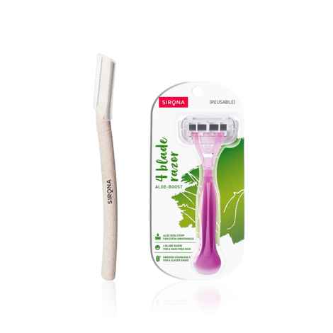 Sirona Complete Hair Removal Kit – Reusable Face Razor + Women’s Body Shaving Razor | Painless & Smooth Combo of 2