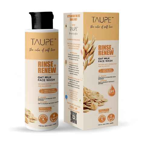 Buy TAUPE Oat Milk Face Wash for Oily & Sensitive Skin, Gentle Exfoliating Cleanser, 100% Soap-Free, Enriched with Vitamin E for Pore Cleansing & Even Skin Tone, Non-Drying, Derma Tested – 100 ml - Purplle