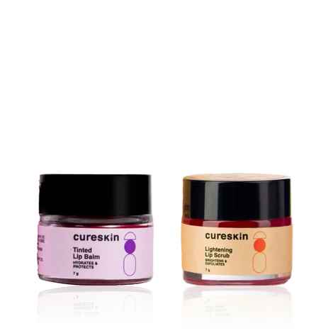 Cureskin Lip Brightening Duo | Lightening Combo with Tinted Lip Balm & Exfoliating Scrub | Hydrates, Smoothens & Revives Dark Lips to a Healthy Natural Pink | For Men & Women | (7 gm) + (7 gm) Combo of 2