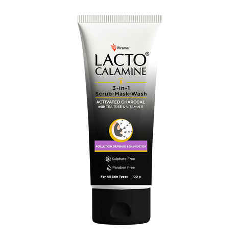 Buy Lacto Calamine 3-in-1 Charcoal Face Scrub-Mask-Wash for Skin Brightening Effect 100 ml - Purplle