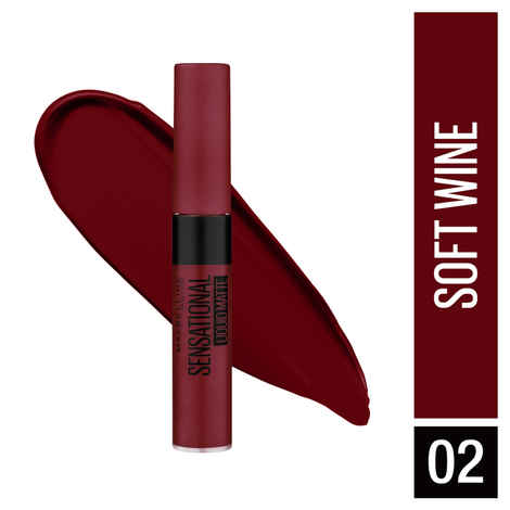 Buy Maybelline New York Lipstick, Matte Finish, Non-Sticky and Non-Drying, Sensational Liquid Matte, 02 Soft Wine, 7 ml - Purplle