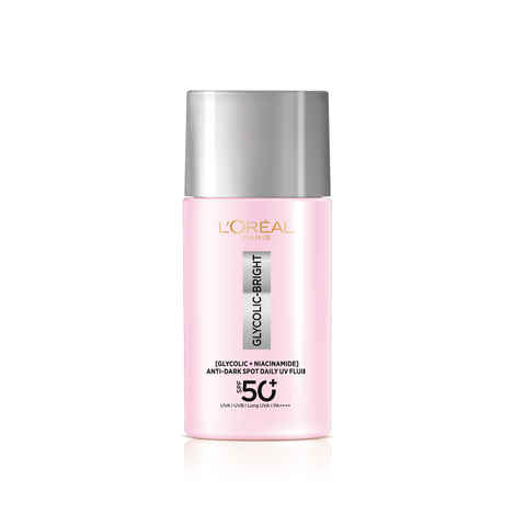 Buy L'Oreal Paris Glycolic-Bright UV Fluid SPF 50+ PA++++ | Anti-dark Spot Fluid Sunscreen with Glycolic Acid + Niacinamide | Brighter Skin | 50 ml - Purplle