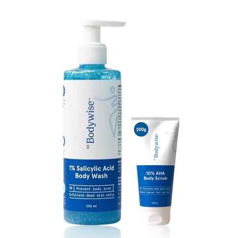 Be Bodywise Deep Cleanse and Exfoliate Set (Salicylic Acid Body Wash 250 ml + Body Scrub 200 gm) Combo of 2 Skincare Kit