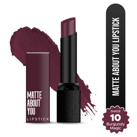 Buy Hilary Rhoda Matte About You Lipstick | Long Lasting & Highly Pigmented Lipstick | Glides Smoothly | Matte Finish | One Stroke Application | Cruelty-Free & Vegan - 3 gm (Burgundy Magic - Shade 10) - Purplle