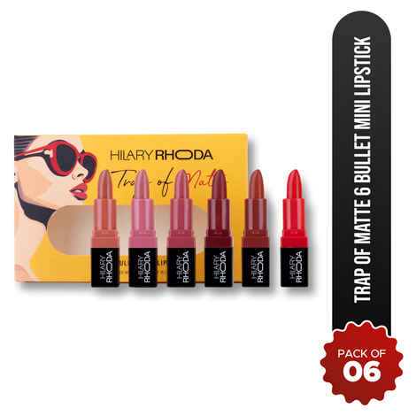 Buy Hilary Rhoda Trap Of Matte 6 Bullet Mini Lipsticks | Infused with SPF 15 | Long-Lasting Formula & Trendy Lipstick Shades | Paraben-Free & Cruelty-Free | Pack of 6 - 1.5 X 6 gm - Purplle