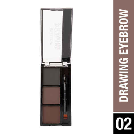 Hilary Rhoda Drawing Eyebrow Palette | Highly Blendable & Superfine Particles | 3 Natural Shades & Comes with a Spoolie | Long Lasting & Waterproof - 7.2 gm (Shade - 02)