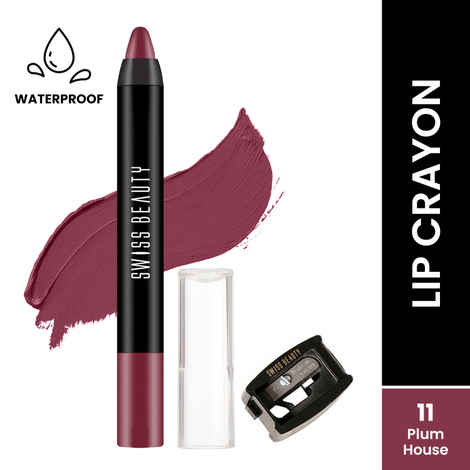 Buy Swiss Beauty Stay Maxx Lip Crayon | 12-Hour Stay | Waterproof | Smudge-Proof | Matte Finish | Hydrating Formula| Free Sharpener Included - Plum House 3.5 gm - Purplle