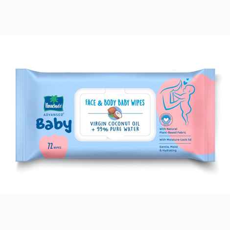 Buy Parachute Baby Advansed | Face & Body Baby Wipes | With Virgin Coconut Oil & 99% Pure Water | Hypoallergenic, Dermatologically Tested & pH Balanced | Moisture-lock Lid | 72 wipes - Purplle
