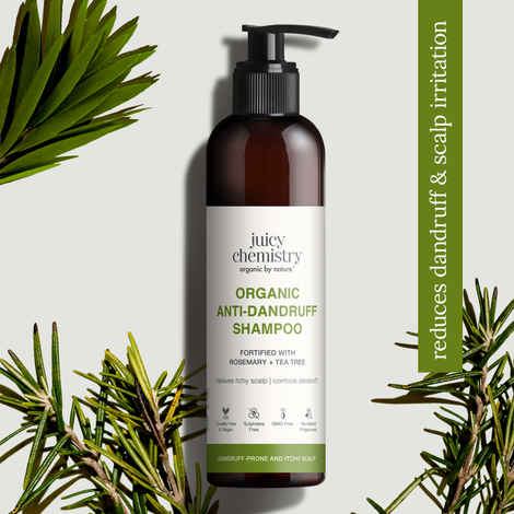 Buy Juicy Chemistry Organic Anti-Dandruff Shampoo Fortified with Rosemary & Tea Tree, 200 ml | Reduces Itchy Scalp & Flakiness | Gentle, Natural Hair Care - Purplle