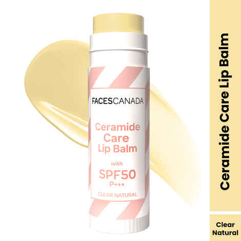 Buy FACES CANADA Ceramide Care Lip Balm - Clear Natural 01, 4 gm | SPF 50 PA +++ Protection | Hydrates Dry & Chapped Lips | Repairs Lip Barrier | With Hyaluronic Acid & Shea Butter Infused | No Tint - Purplle