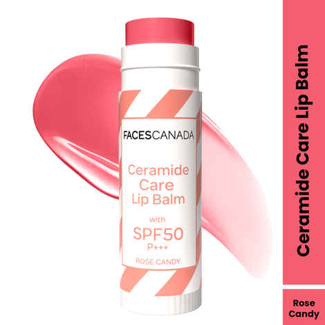 Buy FACES CANADA Ceramide Care Lip Balm - Rose Candy 02, 4 gm | SPF 50 PA +++ Protection | Hydrates Dry & Chapped Lips | Repairs Lip Barrier | With Hyaluronic Acid & Shea Butter Infused - Purplle