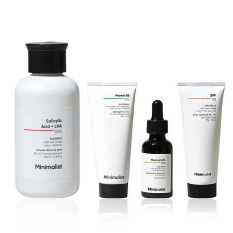 Minimalist CSMS Travel Kit : (Cleanser 100 ml + Niacinamide Serum 10 ml + Moisturizer 30 gm+ Sunscreen 30 gm) Combo of 4