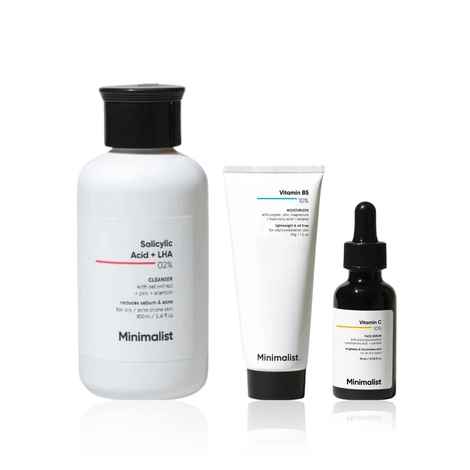 Minimalist Skin Brightening CSM Mini Kit: (Cleanser 100 ml) + Vitamin C Serum (10 ml) + Moisturizer (30gm) Combo of 3