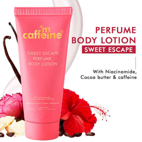Buy mCaffeine Sweet Escape Perfume Body Lotion with Niacinamide, Cocoa & Shea Butter | Deeply Moisturizes | Luxury Fruity-Floral Scented Lotion - 150 ml - Purplle