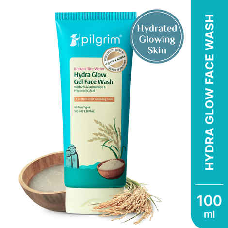 Buy Pilgrim Korean Rice Water Hydra Glow Gel Face Wash | Deep Hydration | Gentle Cleanse |Brightening Glow (100 ml) - Purplle