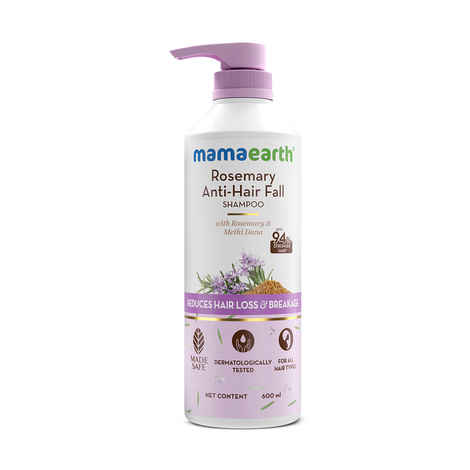 Buy Mamaearth Rosemary Anti-Hair Fall Shampoo with Rosemary & Methi Dana for Reducing Hair Loss & Breakage - 600 ml | Up to 94% Stronger Hair | Up to 93% Less Hair Fall | Sulphate Free Shampoo | For Men and Women - Purplle