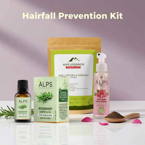 Alps Goodness Hairfall Prevention Kit | Amla Reetha & Shikakai Powder (50 gm) | Rosemary Essential Oil (30 ml) | Pure Rose Water Spray (100 ml) | Strengthens Hair | Reduces Hairfall | Natural Shine Combo of 3