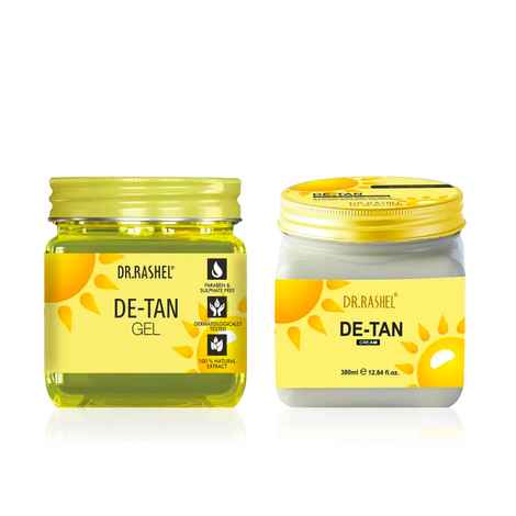 Dr.Rashel Anti-Tanning De-Tan Gel + Face & Body Cream Combo | Tan Removal & Brightening for All Skin Types | Hydrating, Nourishing & Soothing Formula for Even Skin Tone | Complete De-Tan Skincare Duo (380 ml + 380 ml) - Combo of 2