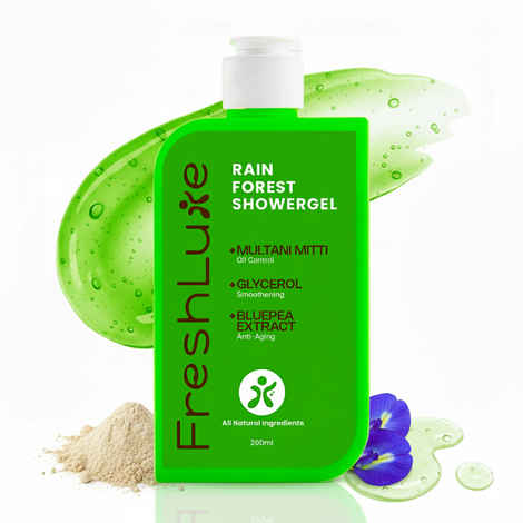 Buy FreshLuxe Rain Forest Body Wash & Shower Gel | Infused with 1% Saligaurd PCG, Glycerol & Multani Mitti | Acne Control & Cleansing | Paraben & SLS Free | Rain Bath Scent | 200 ml - Purplle